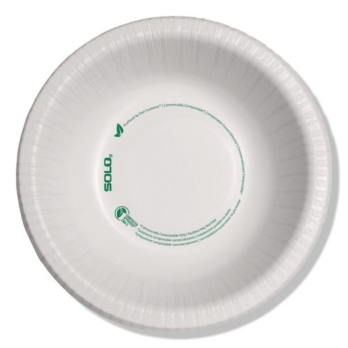 Food Trays, Containers, and Lids | SOLO HB12-PLANET 12 oz. ProPlanet Seal Compostable Paper Dinnerware Bowl - White (1000/Carton) image number 0
