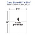 Office Jansan | Avery 08387 80 lbs. 4.25 in. x 5.5 in. Printable Postcards for Inkjet Printers - Matte White (200 Cards, 4 Cards/Sheet, 50 Sheets/Box) image number 1