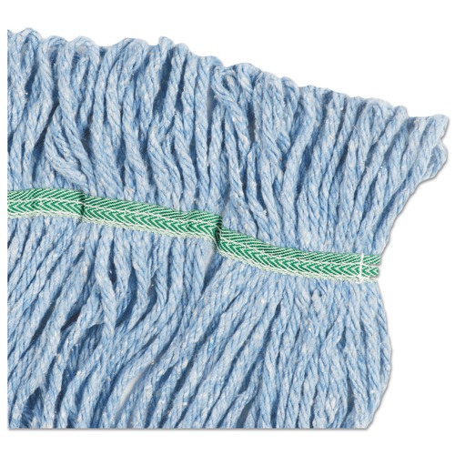 Cleaning & Janitorial Supplies | Boardwalk BWK502BLCT 5 in. Headband Super Loop Cotton/Synthetic Fiber Wet Mop Head - Blue, Medium (12/Carton) image number 0