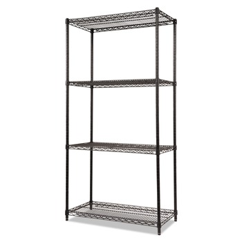 Alera NSF Certified Industrial 36 in. x 18 in. x 72 in. 4-Shelf Wire Shelving Kit - Black