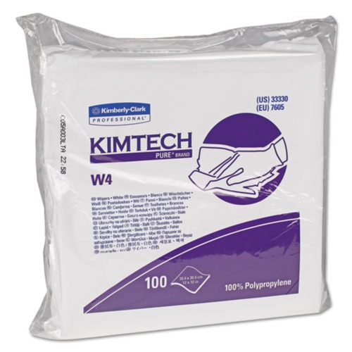 Cleaning & Janitorial Supplies | Kimtech 33330 W4 12 in. x 12 in. Flat Double Bag Critical Task Wipers - Unscented, White (100/Bag, 5 Bags/Carton) image number 0