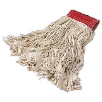Rubbermaid Commercial Super Stitch 5 in. Red Headband Cotton Looped End Wet Mop Head - Large (6/Carton)