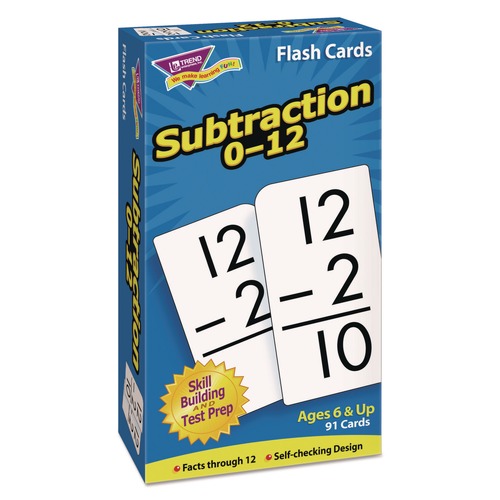 Office & Office Supplies | TREND T53103 3 in. x 6 in. Subtraction Skill Drill Flash Cards - Black and White (1-Set) image number 0