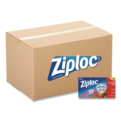 Food Service | Ziploc 316490 5.88 in. x 1.88 in. x 7.88 in. Quart Slider Storage Bags - Clear (9/Carton) image number 0
