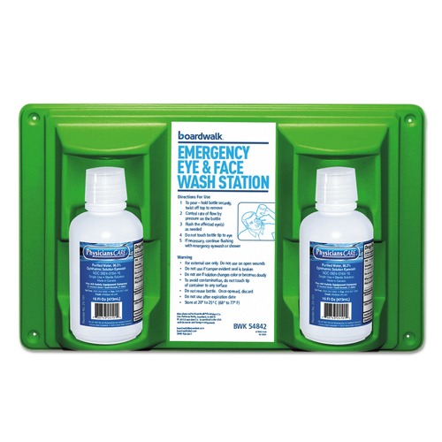 Eyewash Stations | Boardwalk 54842 Emergency Eyewash Station with 16 oz. Bottles (6/Kit) image number 0