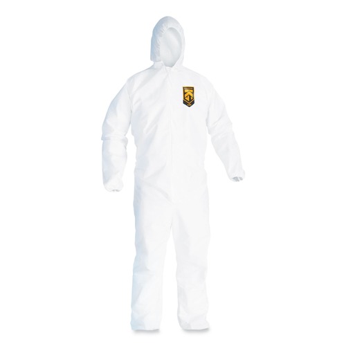 Bib Overalls | Ansell KCC49112 A20 Breathable Particle Protection Coveralls with Hood and Elastic Back - Medium, White (24/Carton) image number 0