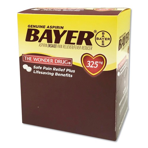 Bayer 204 325 mg Aspirin Tablets (50 Packs/Box, 2/Pack) image number 0