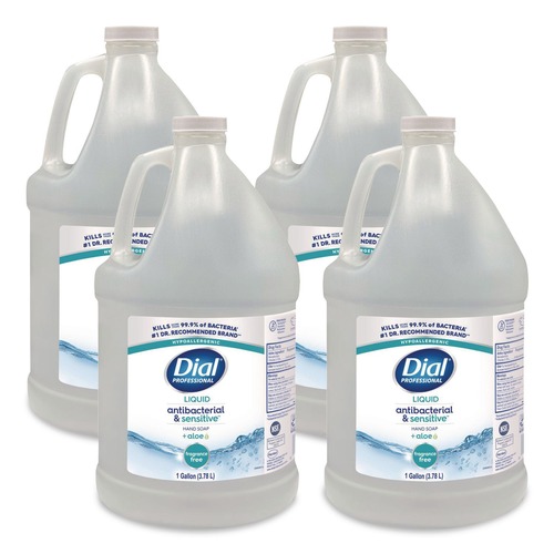 Cleaning & Janitorial Supplies | Dial Professional 23400 82838 1 Gallon Antibacterial Liquid Hand Soap for Sensitive Skin Refill - Light Floral Scent (4/Carton) image number 0
