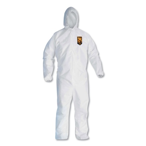 Bib Overalls | Ansell KCC 49117 A20 Elastic Back Cuff and Ankles Hooded Coveralls - Quadruple Extra Large, White (20/Carton) image number 0