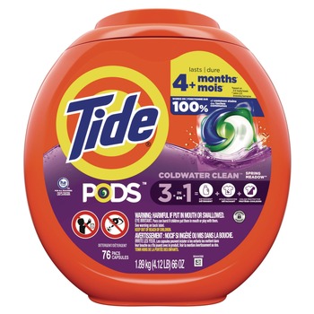 Tide PODS 66 oz. Tub HE Compatible Laundry Detergent - Spring Meadow (4/Carton)