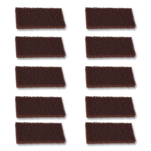 Cleaning Brushes | Boardwalk 7100359808 4.62 in. x 10 in. Heavy-Duty Utility Pad - Brown (10/Carton) image number 0