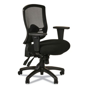 Alera ALEET4217 Etros Series Multifunction 275 lbs. Capacity Mid-Back Chair with Seat Slide - Black