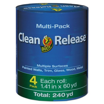 Duck Clean Release 1.41 in. x 60 yards 3 in. Core Painter's Tape - Blue (4/Pack)
