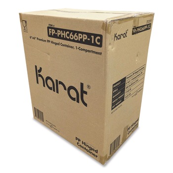 Karat Polypropylene Plastic Hinged Container 6 x 6 x 3 Black/Clear Plastic 50/Pack 6 Packs/Carton