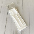 Food Service | Boardwalk BWK4COMBOKITPP 4-Piece Mediumweight Polypropylene Plastic Fork/Knife/Napkin/Spoon Cutlery Kit - White (250/Carton) image number 5
