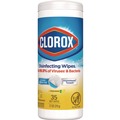 Disinfectants | Clorox 01594 7 in. x 8 in. 1-Ply Disinfecting Wipes - Crisp Lemon, White (35/Canister, 12 Canisters/Carton) image number 4