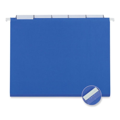 File Folders | Universal UNV14116EE 25-Piece/Box Deluxe Bright Color 1/5-Cut Tab Letter Size Hanging File Folders - Blue image number 0