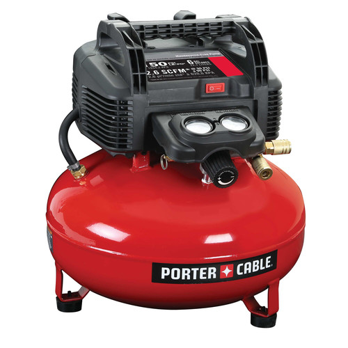 Porter Cable 0.8 HP 6 Gallon Oil Free Pancake Air Compressor and 23 Gauge 1 3 8 in. Pin Nailer Kit Bundle