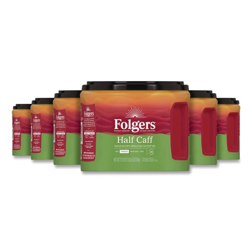 Labor Day Sale! Save $30 off $199! | Folgers 2550030444 22.6 oz. Canister Half Caff Coffee (6/Carton) image number 0