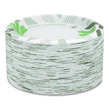 Dixie SXP9PATH Pathways Soak Proof Shield 8.5 in. Paper Plates - Green/Burgundy (125/Pack)