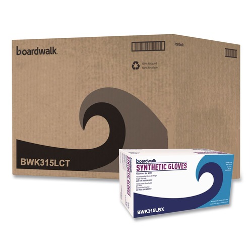 Disposable Gloves | Boardwalk BWK315LCT 4 mil Powder-Free Synthetic Vinyl Gloves - Large/Cream (1000/Carton) image number 0
