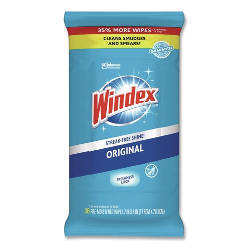 Cleaning Cloths | Windex 00019800002961 7 in. x 8 in. Glass and Surface Cloth Wet Wipe - Unscented, White (12 Packs/Carton) image number 0