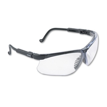 Honeywell Uvex Genesis Wraparound Safety Glasses - Black Plastic Frame/Clear Lens