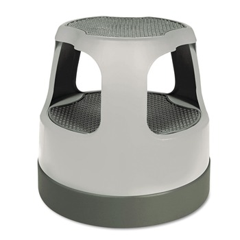 STEP STOOLS | Cramer 50011PK-82 300 lbs. Capacity 2-Step 15 in. Round Scooter Stool with Step and Lock Wheels - Gray