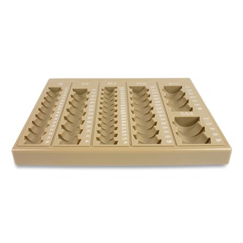 CONTROLTEK 7.75 in. x 10 in. x 1.5 in. 6-Compartments Stackable Plastic Coin Tray - Tan