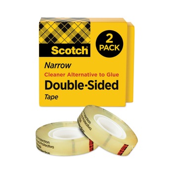 Scotch 1 in. Core 0.5 in. x 75 ft. Double-Sided Tape - Clear (2/Pack)