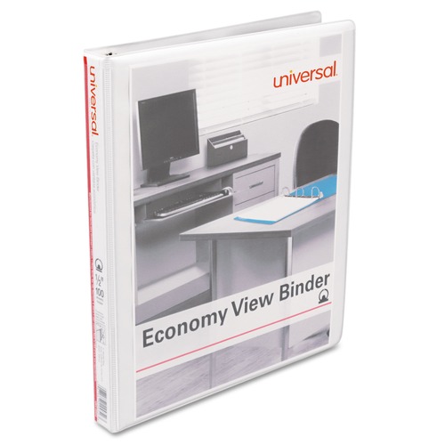 Office Jansan | Universal UNV20952 3 Ring 0.5 in. Capacity Economy Round Ring View Binder - White image number 0