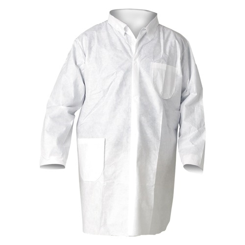 Safety Equipment | Ansell KCC 10039 A20 Breathable Particle Protection Snap Closure/Open Wrists/Pockets Lab Coats - Extra Large, White (25/Carton) image number 0