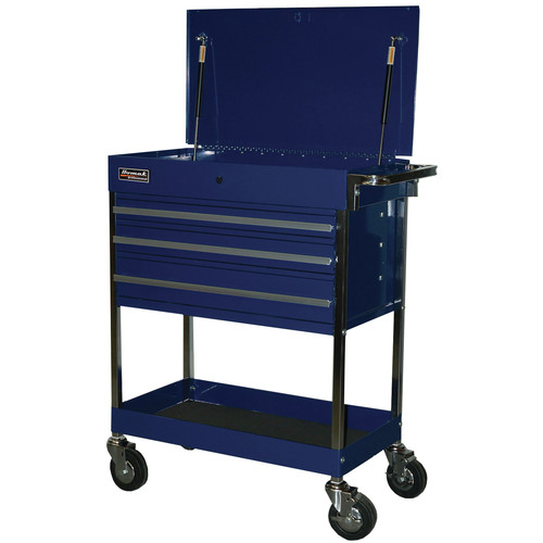Veterans Day Sale | Homak BL05500200 34 in. Professional 3-Drawer Service Cart - Blue image number 0