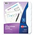  | Avery 16825 11.13 in. x 9.25 in. 5-Tab Write and Erase Durable Plastic Dividers with Straight Pocket - White (1 Set) image number 0