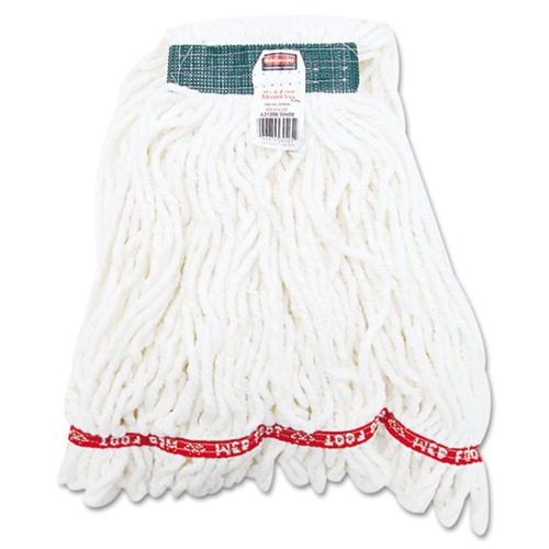 Mops | Rubbermaid Commercial FGA21206WH00 Web Foot Shrinkless Looped-End Cotton/Synthetic Wet Mop Head - Medium, White (6/Carton) image number 0