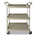 Utility Carts | Rubbermaid Commercial FG342488OWHT 200 lbs. Capacity 3-Shelf Service Cart - Off White image number 0
