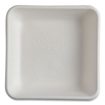 Eco-Products EP-SCS8TNFA 36 oz 8 x 8 x 2 Vanguard Worldview Renewable and Compostable Sugarcane Take-Out Containers - White (200/Carton)