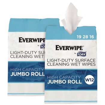 Tork 8 in. x 6 in. 1-Ply Light-Duty Surface Cleaning Wet Wipe - Unscented, White (2 Rolls/Carton)