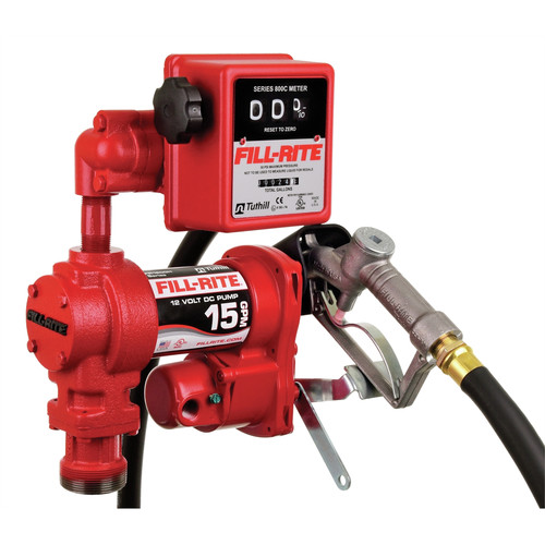 Fuel Pumps Flow Meters | Tuthill Transfer FR1211H 12V 20 Amp Heavy-Duty 15 GPM Corded Fuel Transfer Pump Kit with Mechanical Meter and Manual Nozzle image number 0