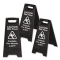 Safety Signs | Gritt Commercial GRI184BLK3PK 11.8 in. x 12 in. x 24 in. Caution Wet Floor Sign - Black (3/Carton) image number 0