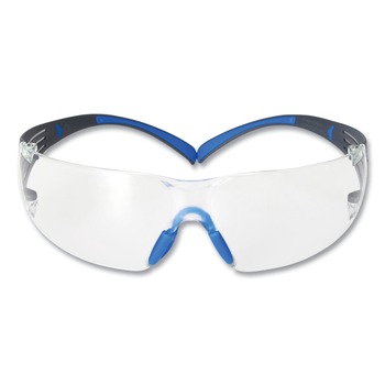 3M SecureFit 400 Series Plastic Frame Polycarbonate Lens Protective Eyewear - Black/Blue Frame/Clear Lens