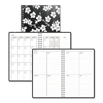 House of Doolittle Recycled Non-Dated Monthly/Weekly Cherry Blossoms Planner - Black/White Cover