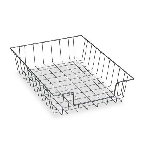 Office Jansan | Fellowes Mfg Co. 60112 10 in. x 14.13 in. x 3 in. 1 Section Letter Size Files Wire Desk Tray Organizer - Black image number 0
