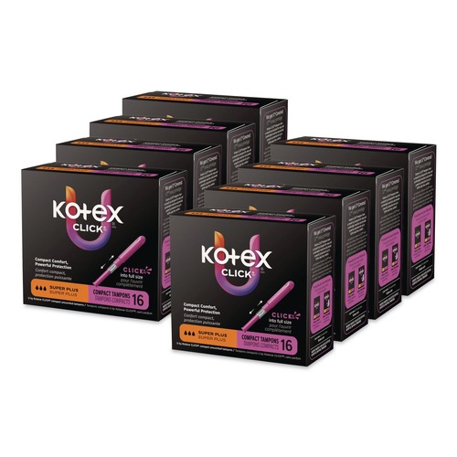 Cleaning & Janitorial Supplies | Kimberly-Clark 51582 U by Kotex Super Plus Absorbency Click Compact Tampons (8 Packs/Carton) image number 0