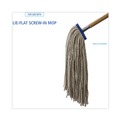 Mops | Boardwalk BWKCM22024 24 oz. Lie-Flat Cotton Fiber Mop Heads - White (12/Carton) image number 5