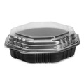 Food Service | SOLO 809011-PP94 OctaView 9.55 in. x 9.1 in. x 3 in. 31 oz. Plastic Hinged-Lid Hot Food Containers - Black/Clear (100/Carton) image number 0