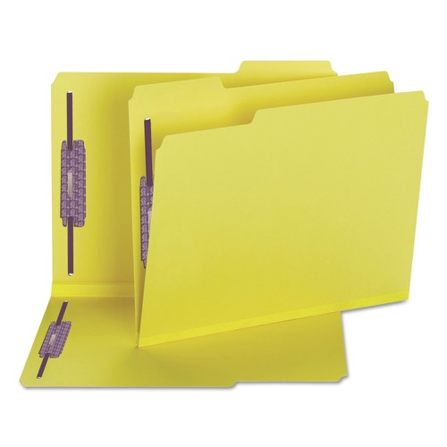 File Folders | Smead 14939 2 in. Expansion Colored Pressboard Folders with 2 SafeSHIELD Coated Fasteners - Letter Size/Yellow (25/Box) image number 0