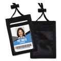 Office Jansan | Advantus 75453 3.25 in. x 5 in. Holder 2.38 in. x 3.5 in. Insert 48 in. Cord Vertical ID Badge Holders with Convention Neck Pouch - Black/Clear (12/Pack) image number 0