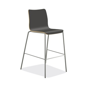 HON Ruck 30 in. Seat Height Supports Up to 300 lbs. Laminate Stool - Charcoal Seat/Back, Silver Base