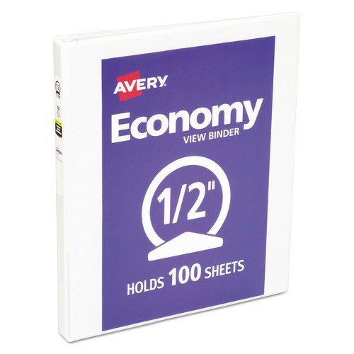 Office Jansan | Avery 05706 11 in. x 8.5 in. 3 Rings 0.5 in. Capacity Economy View Binder with Round Rings - White image number 0